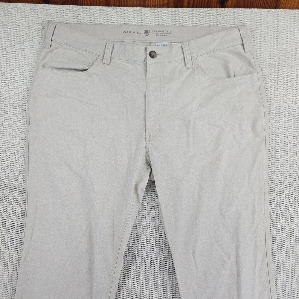 Oak Hill Tech Pants Mens 42x28 Beige Linen Blend Chino Regular Fit Stretch